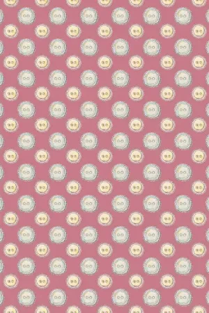 Easter Patchwork, Stoffa Bottoni su Tessuto Rosso Prugna Sconto