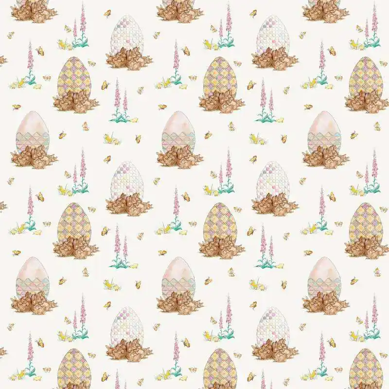 Scelto Dai Clienti Easter Patchwork, Stoffa Uova Patchwork nel Villaggio, Tessuto Crema con Coniglietti e Uova