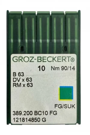 Nuovo Arrivo Aghi Groz‑Beckert 90/14 – Sistema B63 DVx63 RMx63 – Punta SUK/FG – Confezione 10 aghi per tagliacuci industriali