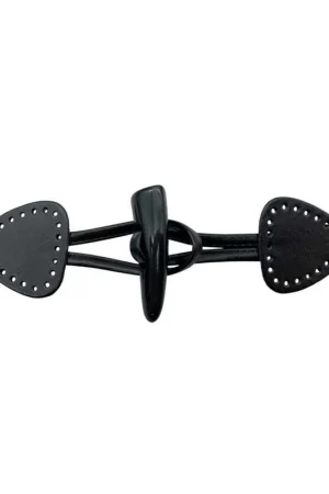 Quantità Limitata Alamaro in Pelle con Triangolo 4 cm e Bottone in Corno 5 cm Chiusura per Cappotti e Maglieria