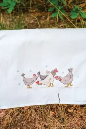 Kit per ricamare un canovaccio da cucina - Polli - Vervaco Compra Online