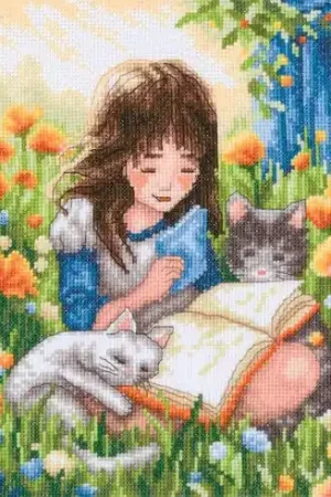 Offerta Lampo kit ricamo a punto croce - Rilassarsi in giardino - Etamine - Vervaco