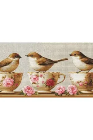 kit ricamo a punto croce - Tre uccelli graziosi - Luca-S Solo Oggi