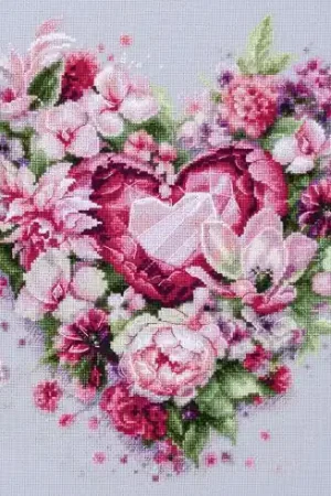 Ultime Pezzi kit ricamo a punto croce - Cuore fiorito - Magic Needle