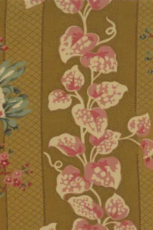 Scelto Dai Clienti Moda Fabrics, Prints Cedars, Hope Chest collection di Laundry Basket Quilt- Tessuto Marrone con rose e foglie in colonna