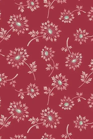 Più Venduto Andover Fabrics, Dandelion Ruby, Tessuto rosso con Denti di Leone - Edyta Sitar