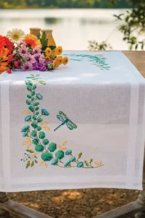 Nuova Collezione Kit runner da ricamare - Eucalipto - Vervaco