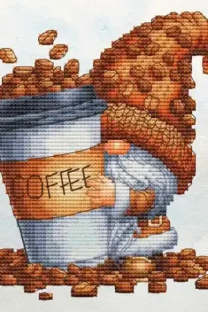 Popolare Foglio di punto croce - Gnomo innamorato del caffè - Les petites croix de Lucie