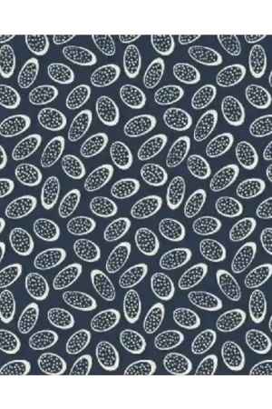 Windham Fabrics, Richmond Collection, di Nancy Gere- Tessuto Blu Scuro con forme ovali in bianco Prezzo Ridotto