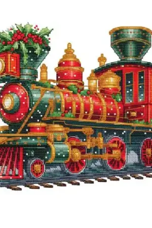 Foglio di punto croce - Locomotiva di Natale - Les petites croix de Lucie Offerta Limitata