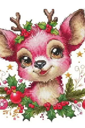 Compra Adesso Foglio di punto croce - Renne rosa di Natale - Les petites croix de Lucie