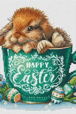 Foglio di punto croce - Coniglio Buona Pasqua - Les petites croix de Lucie Più Venduto