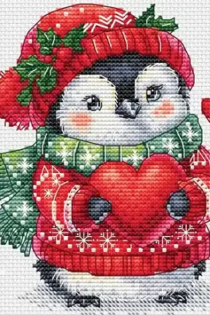 Foglio di punto croce - Pinguino in amore - Les petites croix de Lucie Consegna Rapida