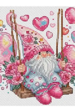 Foglio di punto croce - Gnomo romantico - Les petites croix de Lucie Offerta Del Giorno