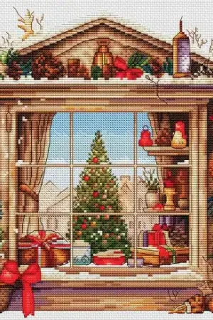 Nuovo Arrivo Foglio di punto croce - Finestra di Natale - Les petites croix de Lucie