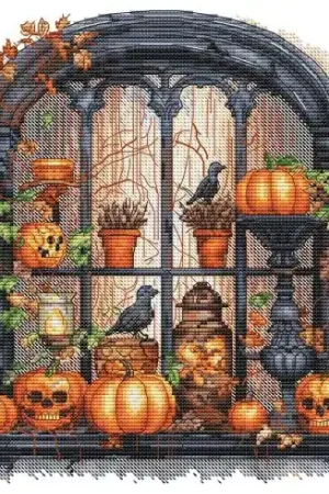 Ultime Pezzi Foglio di punto croce - Finestra di Halloween - Les petites croix de Lucie