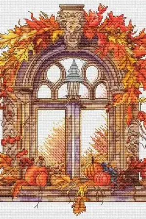 Foglio di punto croce - Finestra d'autunno - Les petites croix de Lucie Promozione Esclusiva