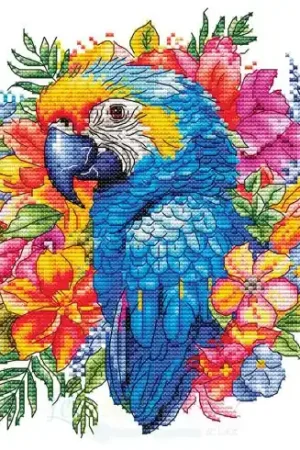 Foglio di punto croce - Pappagallo tropicale - Les petites croix de Lucie Subito Disponibile