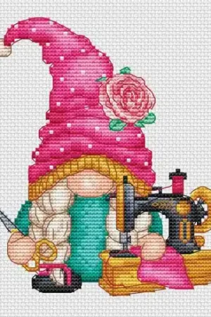 Foglio di punto croce - Gnomo ricamatore - Les petites croix de Lucie Acquista Ora