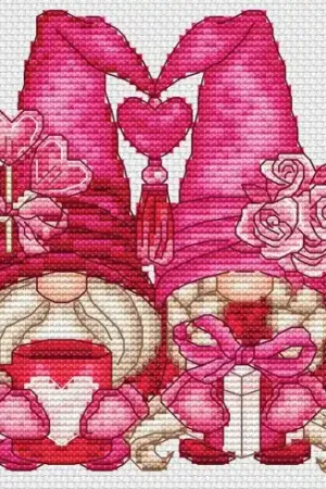 Foglio di punto croce - Gnomi innamorati - Les petites croix de Lucie Compra Adesso