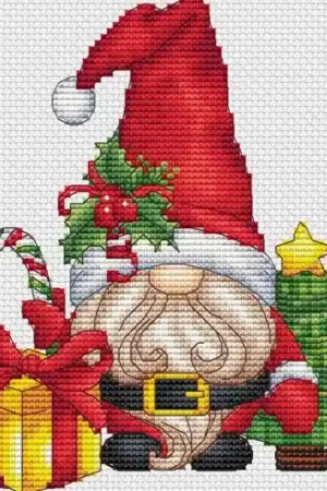 Reso Gratuito Foglio di punto croce - Gnomo Babbo Natale - Les petites croix de Lucie
