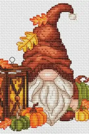 Foglio di punto croce - Gnomo d'autunno - Les petites croix de Lucie Vendita Finale