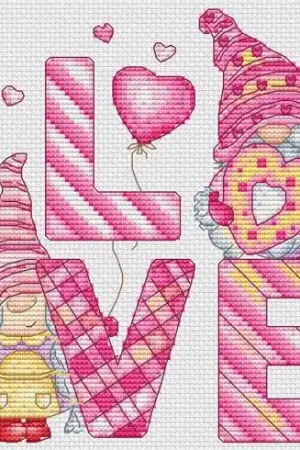 Compra Adesso Foglio di punto croce - Gnomi amore - Les petites croix de Lucie