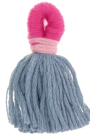 Grand pompon en coton avec attache 43 mm - Gris foncé - Rose foncé x1 Ordina Subito