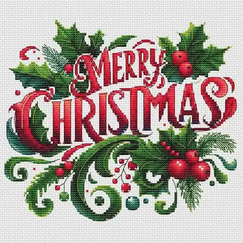 Prezzo Scontato Foglio di punto croce - Merry Christmas - Les petites croix de Lucie