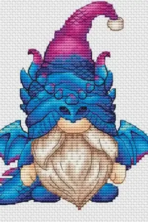 Reso Gratuito Foglio di punto croce - Gnomo drago - Les petites croix de Lucie