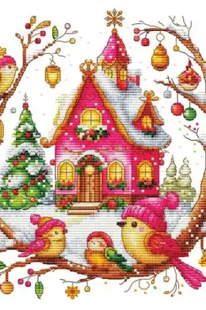 Foglio di punto croce - Canzone di Natale degli uccelli - Les petites croix de Lucie Spedizione Espresso