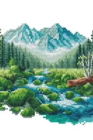 Foglio di punto croce - alla montagna - Les petites croix de Lucie Affare