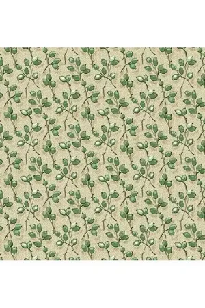 Prezzo Ridotto Andover, tessuto Evergreen della collezione Bluebird di Edyta Sitar, Crema con Bacche Verdi