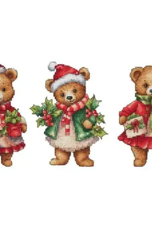 Subito Disponibile Foglio di punto croce - Orsacchiotti di Natale - Les petites croix de Lucie