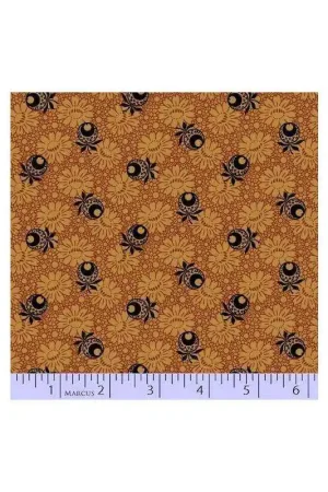 Marcus Fabrics, Peace  Unity collection di Judie Rothermel - Tessuto Beige Rosato con bacche nere e fiori tono su tono Ultime Pezzi