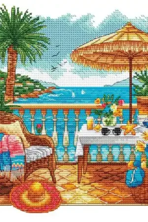 Foglio di punto croce - Vista paradisiaca - Les petites croix de Lucie Offerta Speciale