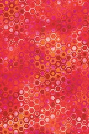 Phantasma Ruby, tessuto rosso Rubino con esagoni - Robert Kaufman Super Prezzo