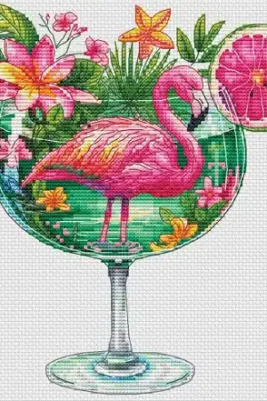 Direttamente Dal Produttore Foglio di punto croce - Cocktail Fenicottero - Les petites croix de Lucie