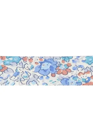 Spedito Oggi Biais en tissu Liberty Organic - Claire Aude - Multi bleu/Ecru x1m