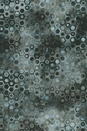 Offerta Phantasma Chalkboard, tessuto nero Lavagna con esagoni - Robert Kaufman