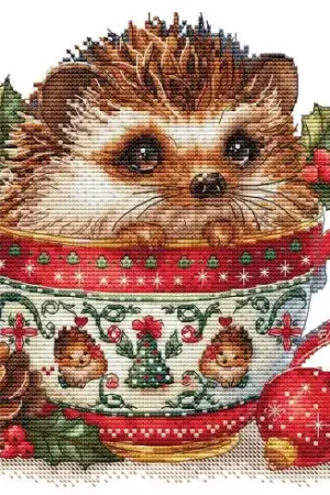 Foglio di punto croce - Collezione tazze natalizie Riccio - Les petites croix de Lucie Popolare