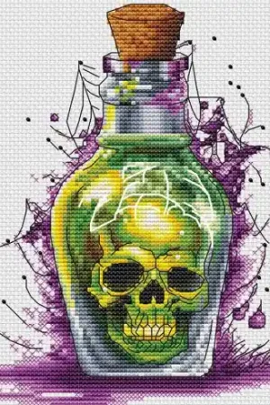 Foglio di punto croce - Vecchio teschio - Les petites croix de Lucie Promozione Esclusiva