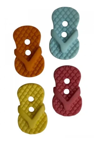 Più Venduto Bottone decorativo in plastica – Modello infradito – 2 fori – 1x1,5 cm – Colori assortiti