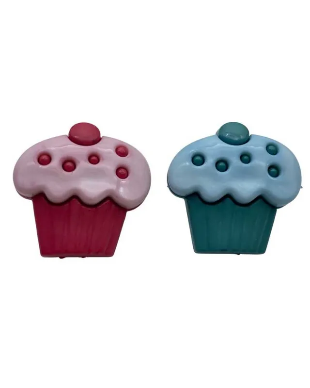 Must-Have Bottoncino decorativo in plastica – Cupcake colorato – con gambo – Ø 2 cm