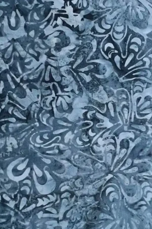 Tessuto Batik blu acciaio con fiori Offerta