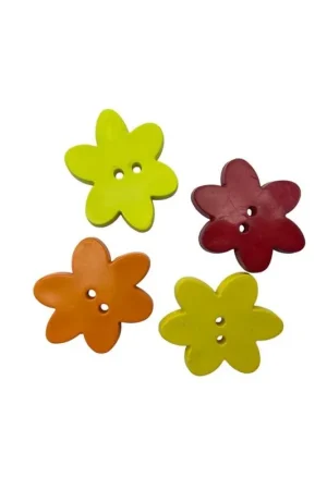 Bottoncino decorativo in plastica Fiore piatto 2 fori 4×3 cm spessore 4 mm Vendita Finale