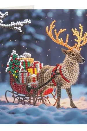 Promo Stagionale Carta con ricamo a diamante - Slitta sulla neve - Crystal Art D.I.Y