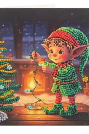 Professionale Carta con ricamo a diamante - Elfo di Natale - Crystal Art D.I.Y