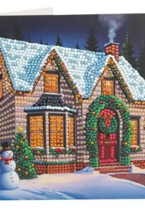 Carta con ricamo a diamante - Cottage di Natale - Crystal Art D.I.Y Sconto