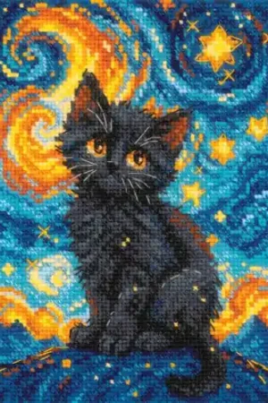 Offerta Limitata kit ricamo a punto croce - Gatto stellato - Riolis